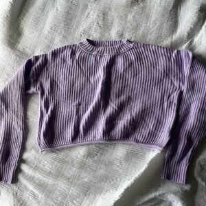 purple cropped sweater